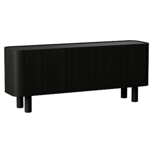 Unique Furniture Contemporary Wood Veneer Round Edges Sideboard in Black Oak