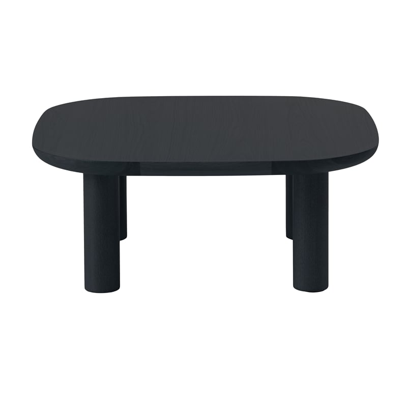 Unique Furniture Wood Veneer Round Edges Square Coffee Table in Black Oak