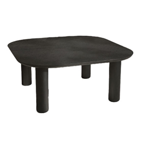 Unique Furniture Wood Veneer Round Edges Square Coffee Table in Black Oak