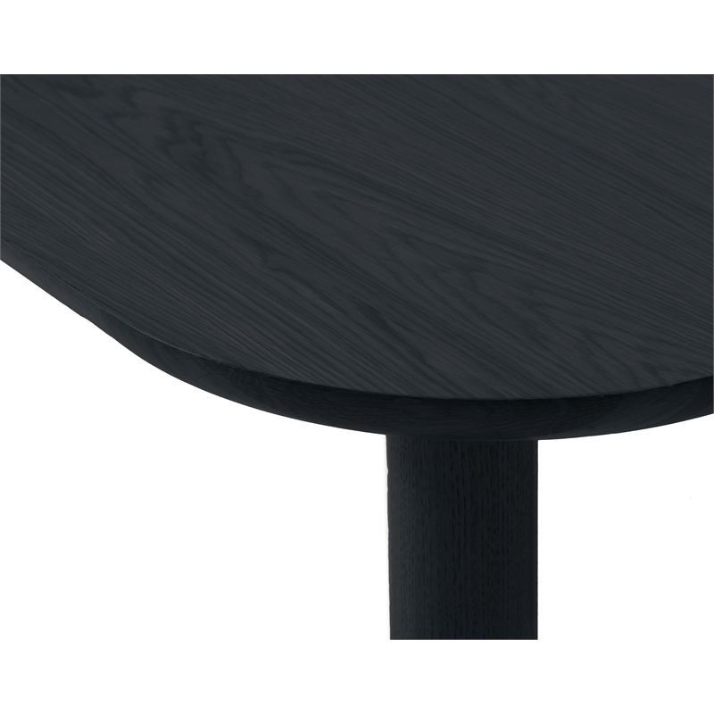 Unique Furniture Contemporary Wood Veneer Round Edges Coffee Table in Black Oak