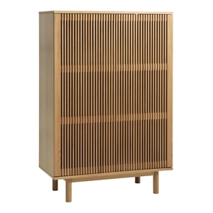 Unique Furniture 55''H Engineered Wood 3-Shelves Storage Cabinet in Oak