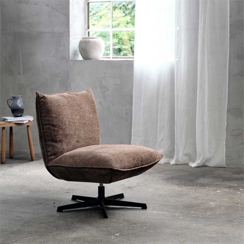 Unique Furniture Chenille Fabric Upholstered Accent Chair in Mocha/Black