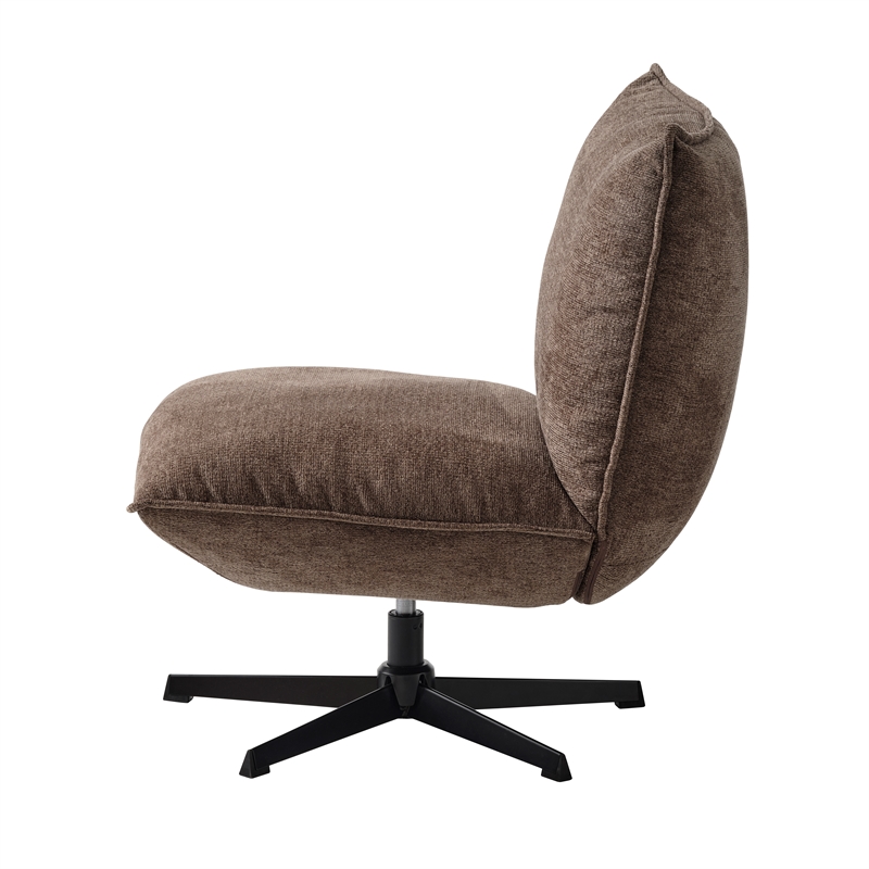 Unique Furniture Chenille Fabric Upholstered Accent Chair in Mocha/Black