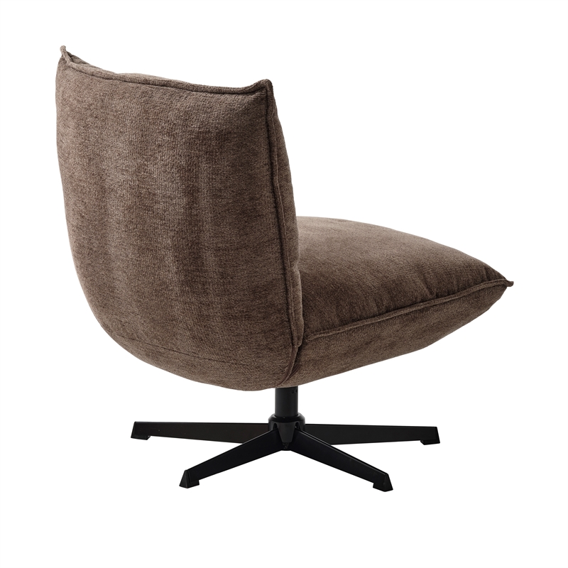 Unique Furniture Chenille Fabric Upholstered Accent Chair in Mocha/Black