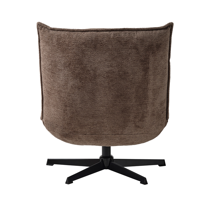 Unique Furniture Chenille Fabric Upholstered Accent Chair in Mocha/Black
