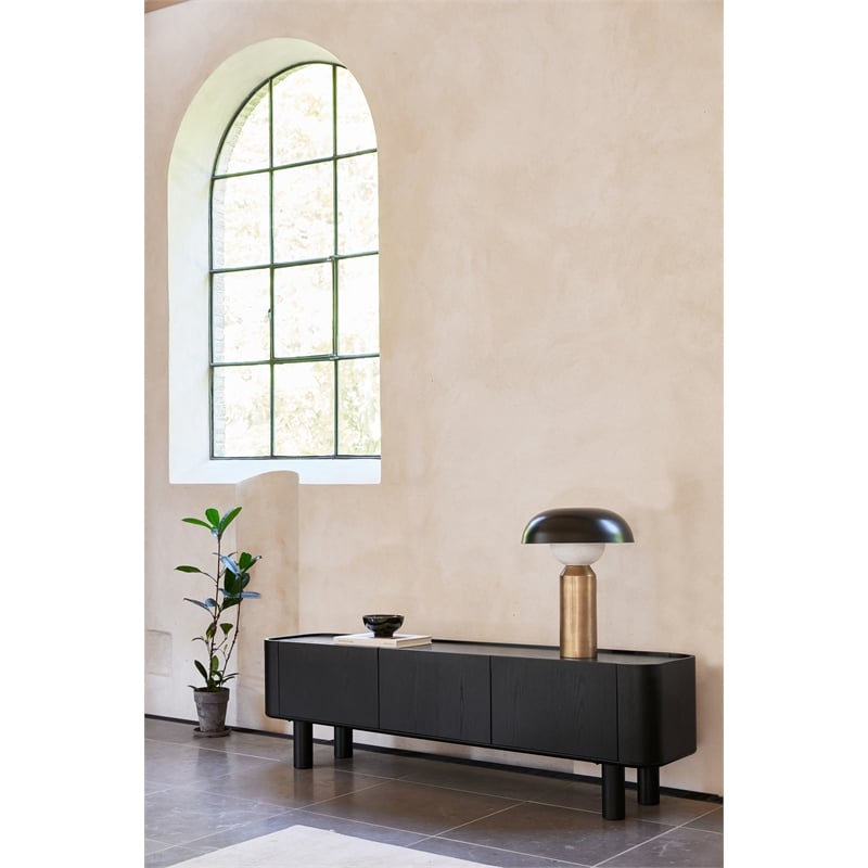 21.65''H Contemporary Solid Wood TV Stand in Dark Oak