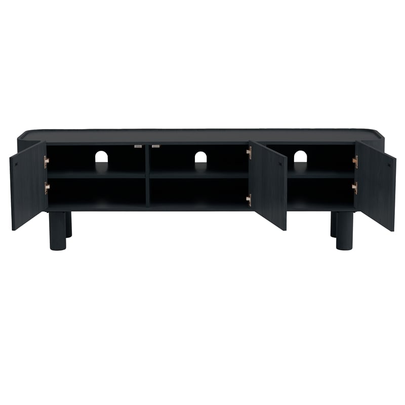 21.65''H Contemporary Solid Wood TV Stand in Dark Oak