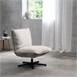 Unique Furniture Chenille Fabric Upholstered Accent Chair in Off White/Black