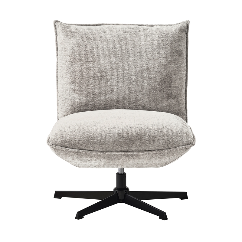 Unique Furniture Chenille Fabric Upholstered Accent Chair in Off White/Black
