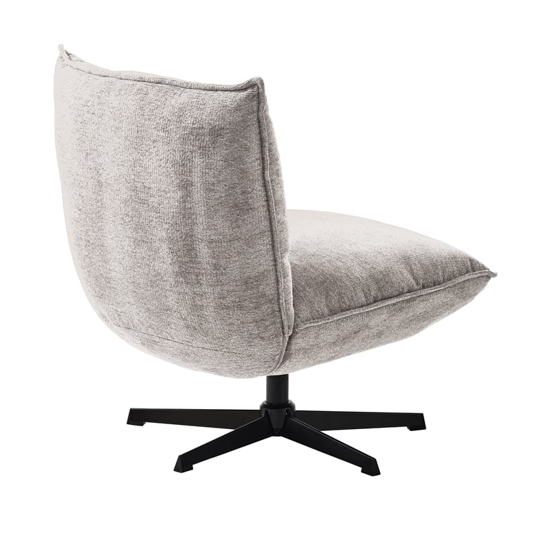 Unique Furniture Chenille Fabric Upholstered Accent Chair in Off White/Black