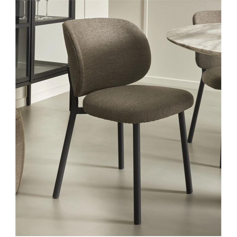 19.5''H Contemporary Steel Dining Chair in Brown 2 Pieces