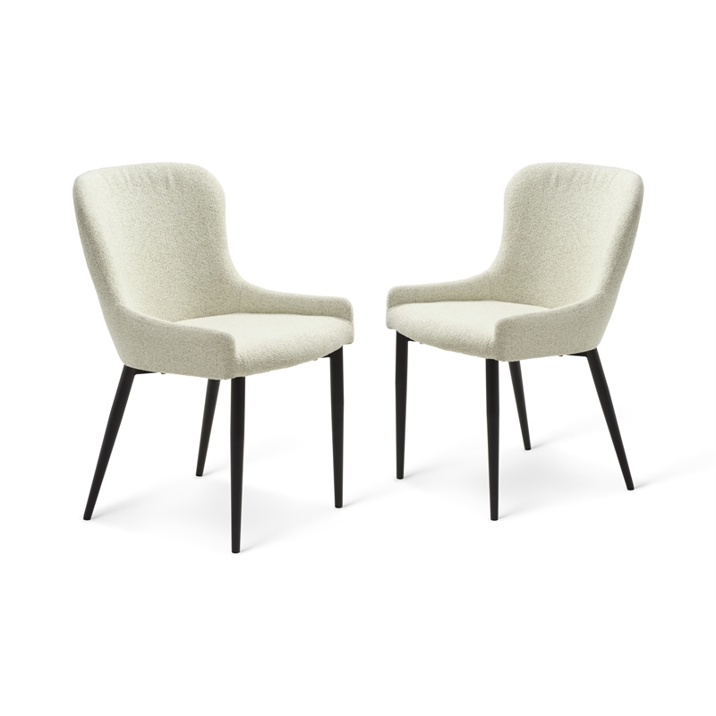 20.25''H Contemporary Wood Dining Chair in Off White 2 Pieces