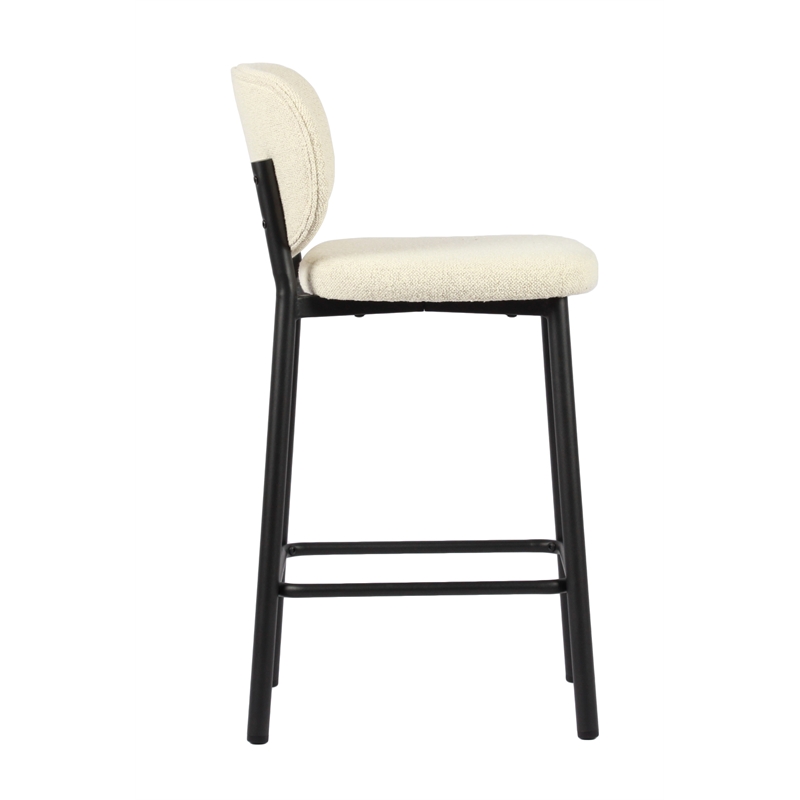 Unique Furniture 26.38''H Fabric Upholstered Counter Stool Off White (Set of 2)