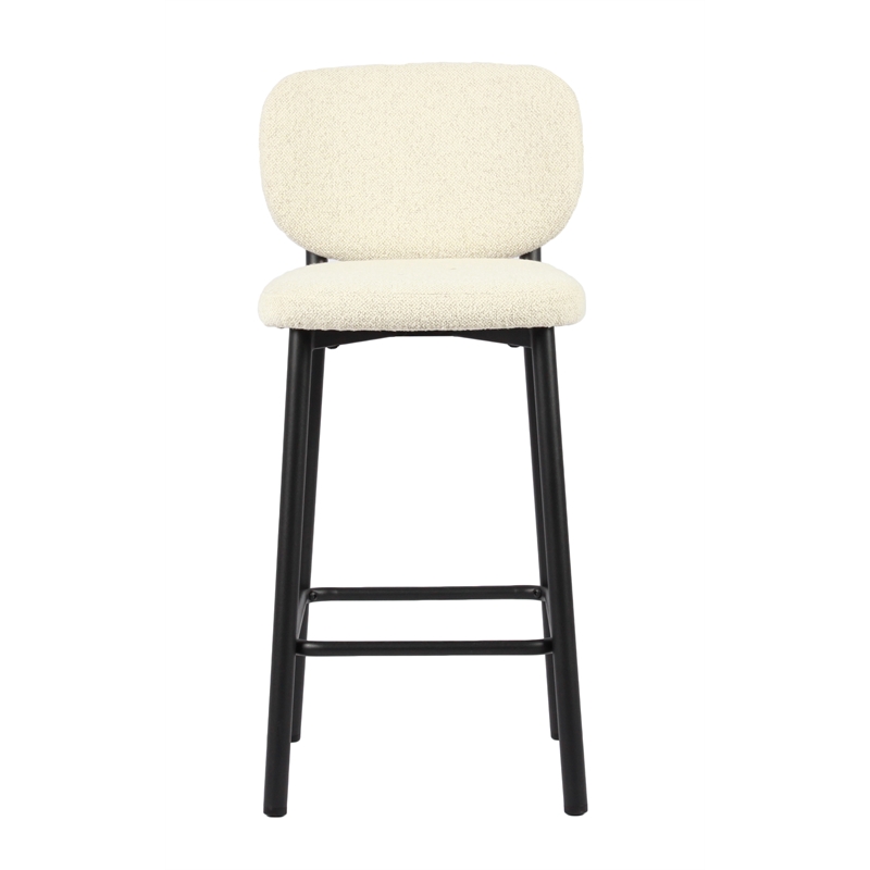 Unique Furniture 26.38''H Fabric Upholstered Counter Stool Off White (Set of 2)