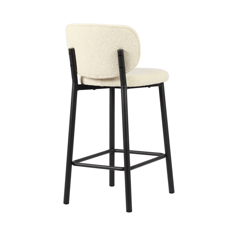 Unique Furniture 26.38''H Fabric Upholstered Counter Stool Off White (Set of 2)