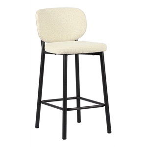 Unique Furniture 26.38''H Fabric Upholstered Counter Stool Off White (Set of 2)
