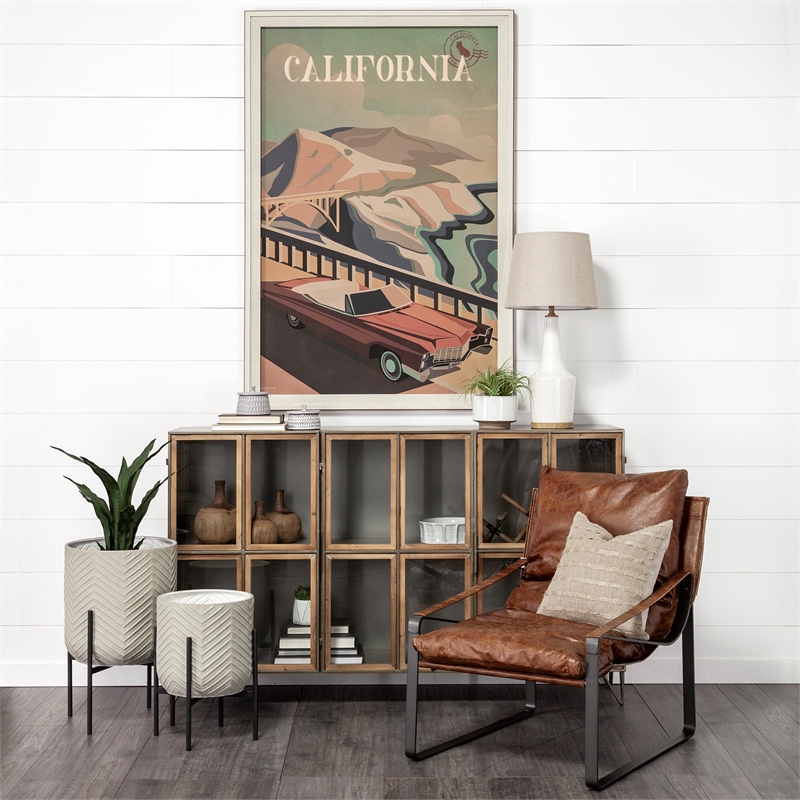 Mercana Hornet I Brown Leather Unibody Seat w/ Black Metal Frame Accent Chair