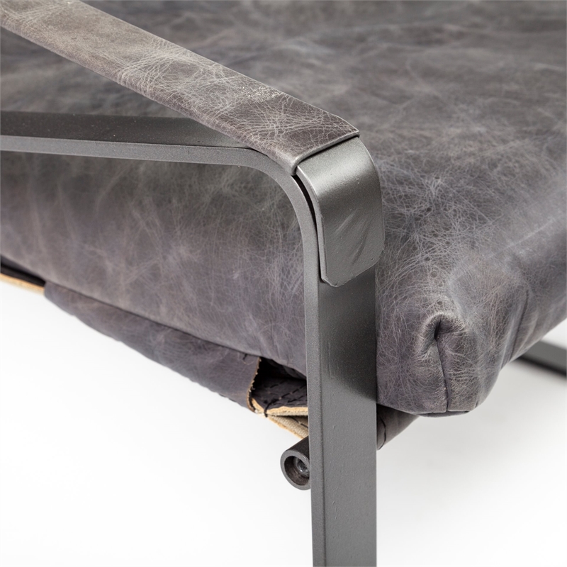 MercanaHornet II Black Leather Body Metal Frame Accent Chair