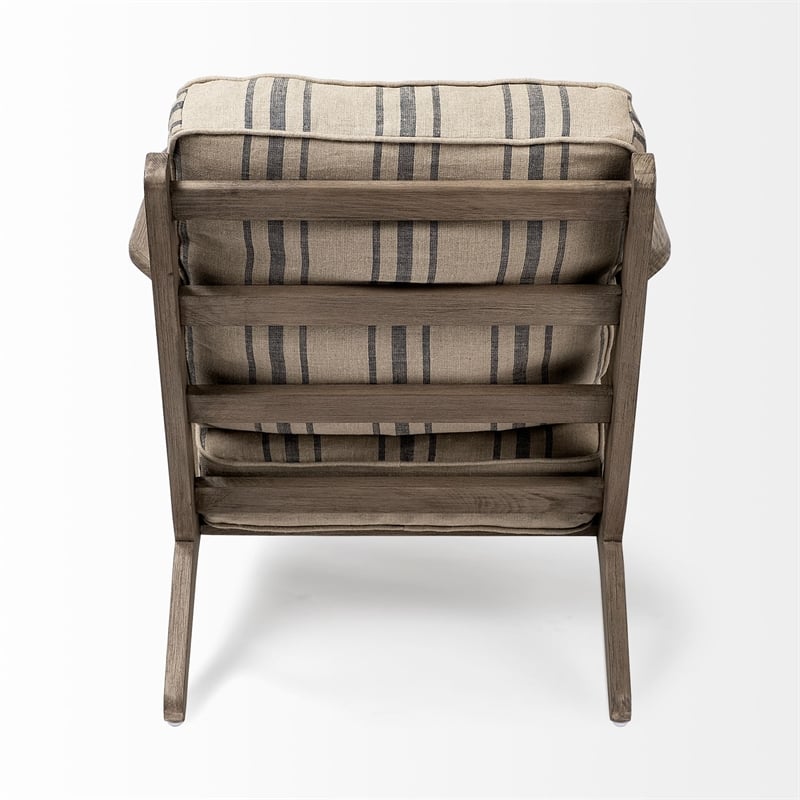Mercana Olympus III Striped Light Brown Jute Fabric Wrapped Wooden Frame Chair