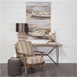 Mercana Olympus III Striped Light Brown Jute Fabric Wrapped Wooden Frame Chair
