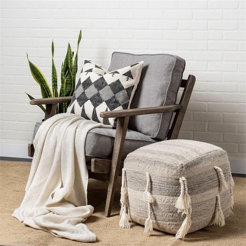 Mercana Olympus II Flint Gray Fabric Covered Wooden Frame Accent Chair