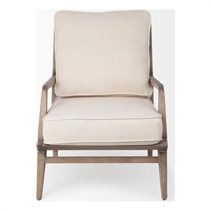 Mercana Harman II Off White Fabric Seat w  Wood Frame Accent Chair