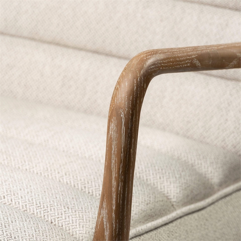 Mercana Ajax II Cream Fabric Wrapped Brown Wooden Frame Accent Chair