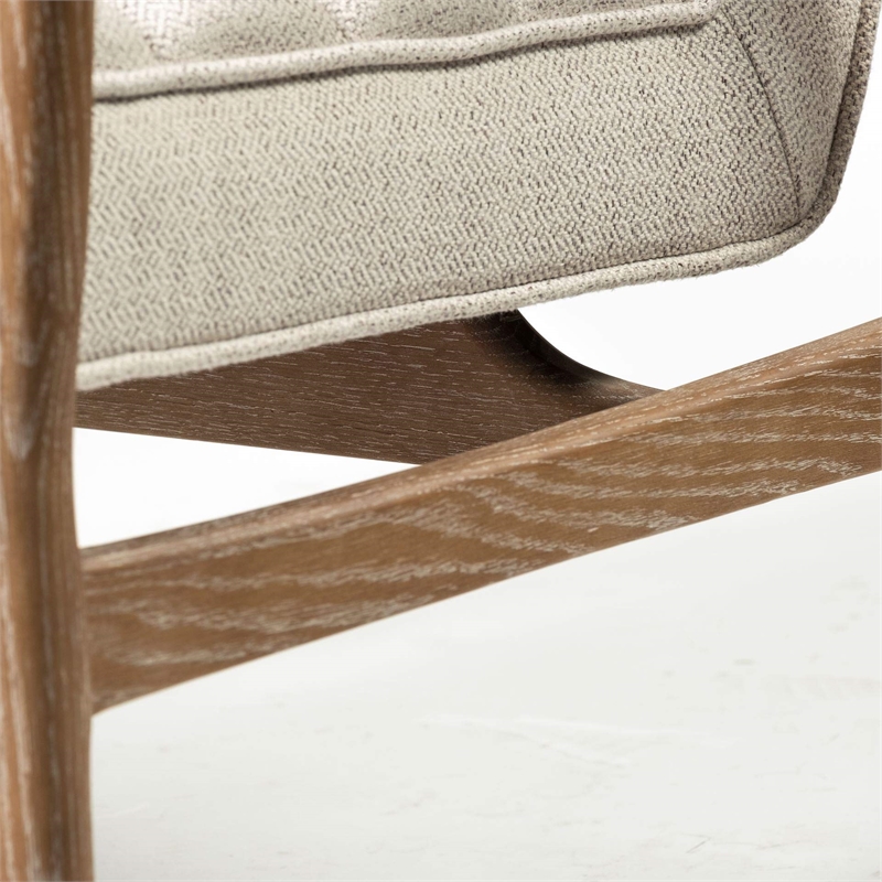 Mercana Ajax II Cream Fabric Wrapped Brown Wooden Frame Accent Chair