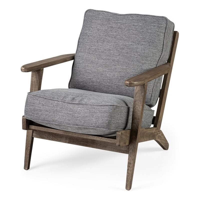 Mercana Olympus V Castlerock Gray Fabric Wrapped Brown Wooden Frame Accent Chair