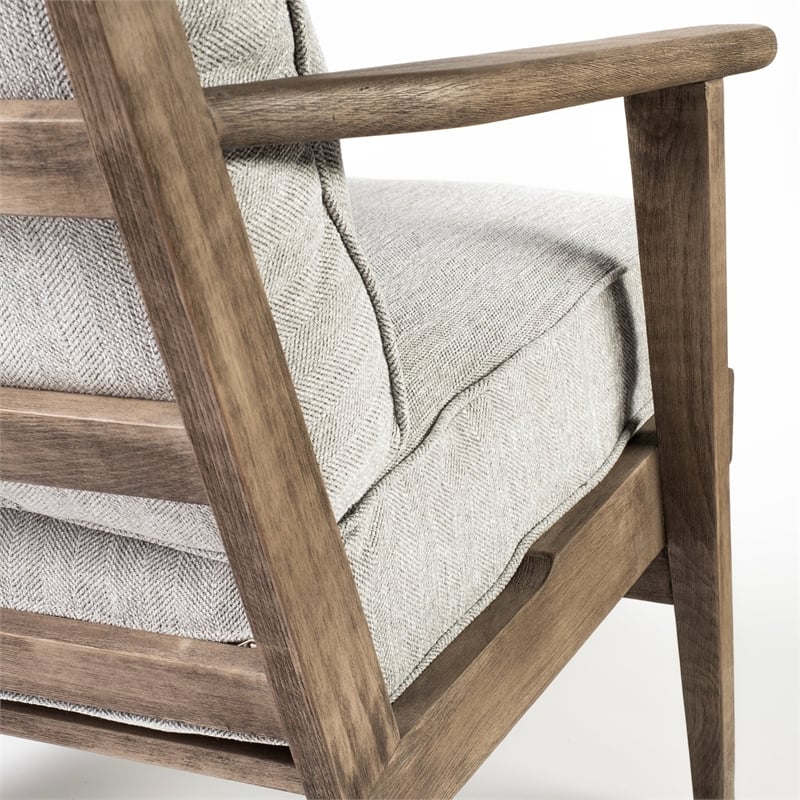 Mercana Olympus VI Frost Gray Fabric Wrapped Honey Wooden Frame Accent Chair