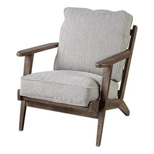 Mercana Olympus VI Frost Gray Fabric Wrapped Honey Wooden Frame Accent Chair