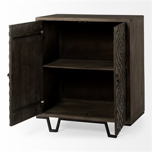merana argyle i 36l x 16w x 40h dark brown wood & metal two door accent cabinet