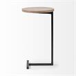 Mercana Ballatine I 15 x 27 Round Top Brown Wood & Black Iron Base Accent Table
