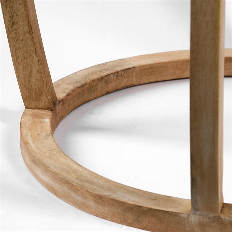 Mercana Furniture Hubbard I Round Top Light Brown Wood & Glass Accent Table