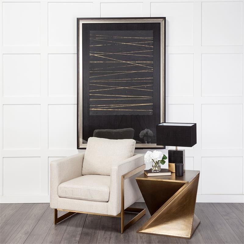 Mercana Zelda 20 x 20.8  Z-Shaped Brass-Clad Wooden Accent Table