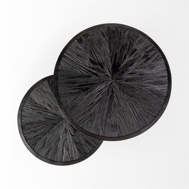 Mercana Chakra Round Wood Accent Tables in Brown and Black