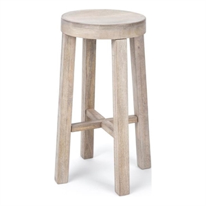 Mercana Furniture Brahma 30&quot Total Height White Wood Seat & Base Stool