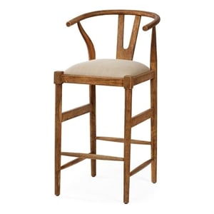 Mercana Trixie 30.25&quotH Wood Frame and Fabric Upholstered Bar Stool Cream/Brown