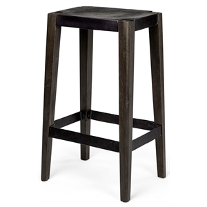 Mercana Nell 30&quot Seat Height Brown Wood Seat & Black Wood/Metal Base Stool