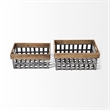 Mercana Chartrand Set of 2 Open Crate Style Brown Wood/Metal Baskets