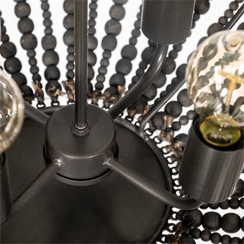 Mercana Liam I Bead Bowl-Style 4 Bulb Chandelier in Black