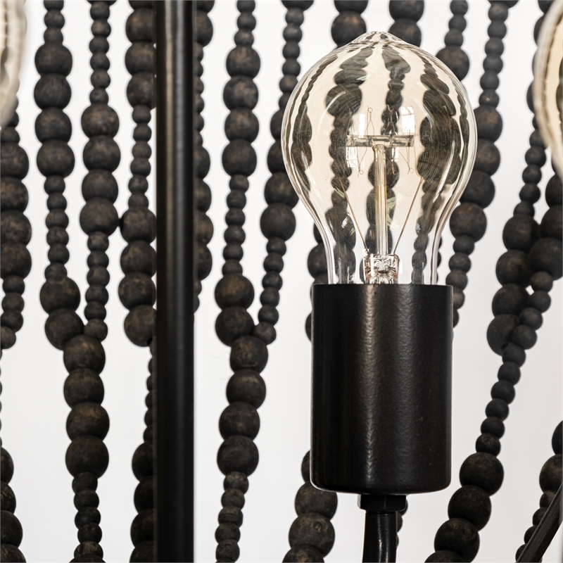 Mercana Liam I Bead Bowl-Style 4 Bulb Chandelier in Black