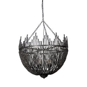 Mercana Liam I Bead Bowl-Style 4 Bulb Chandelier in Black