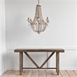 Mercana Phillum Silver Metal Chassis & White Wood Beaded Six Bulb Chandelier