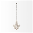 Mercana Phillum Silver Metal Chassis & White Wood Beaded Six Bulb Chandelier