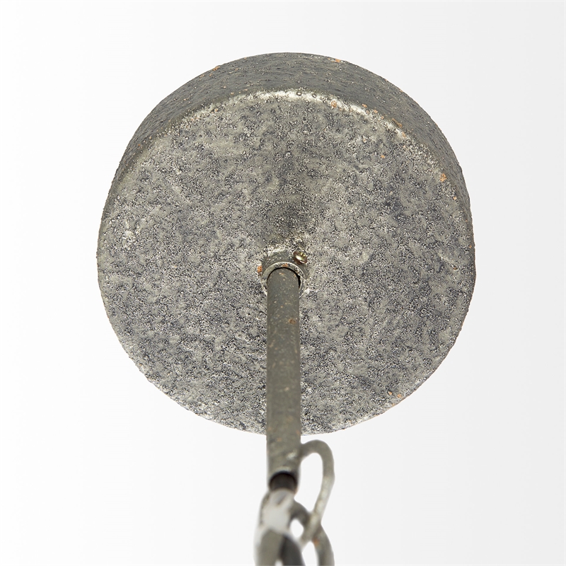 Mercana Phillum Silver Metal Chassis & White Wood Beaded Six Bulb Chandelier