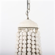 Mercana Phillum Silver Metal Chassis & White Wood Beaded Six Bulb Chandelier