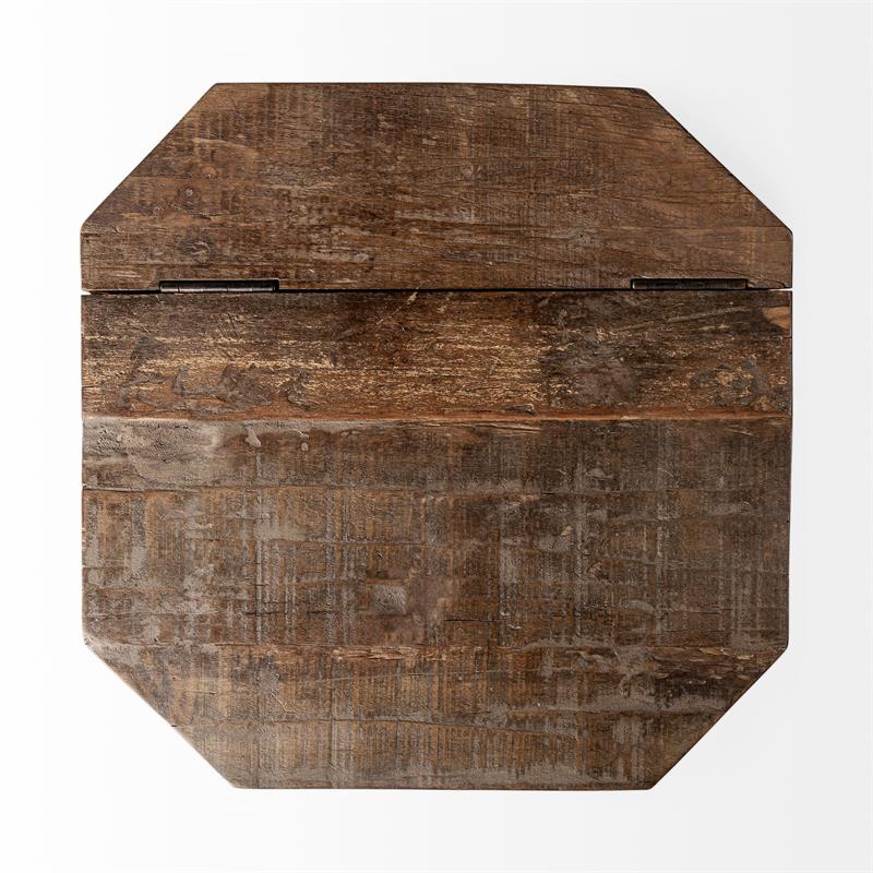 Mercana ESAGONO II HEXAGONAL BRASS AND NATURAL WOOD HINGED-TOP END/SIDE TABLE