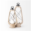 Mercana Zain II Large Brown Wooden Vintage Inspired Candle Holder Lantern