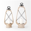 Mercana Zain II Large Brown Wooden Vintage Inspired Candle Holder Lantern